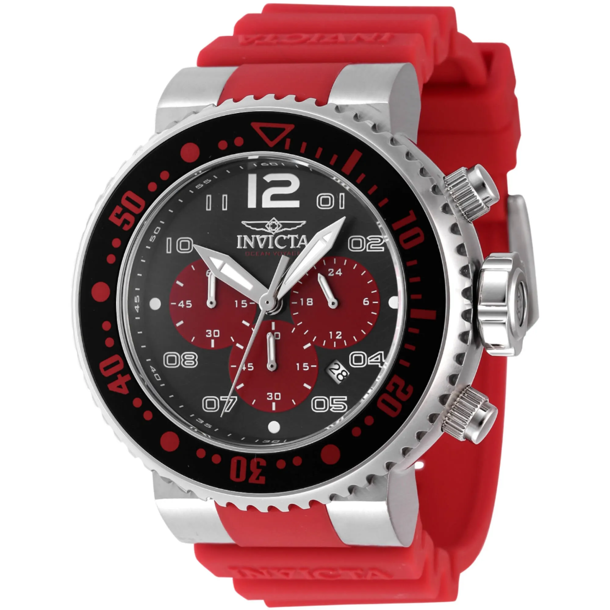 Invicta Men's Watch - Pro Diver Chronograph Red and Black Dial Rotating Bezel | 47194