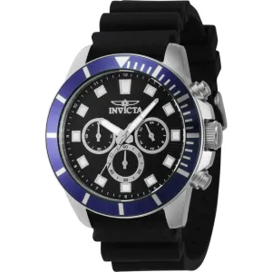 Invicta Men's Watch - Pro Diver Quartz Chrono Black Silicone Rubber Strap | 46079