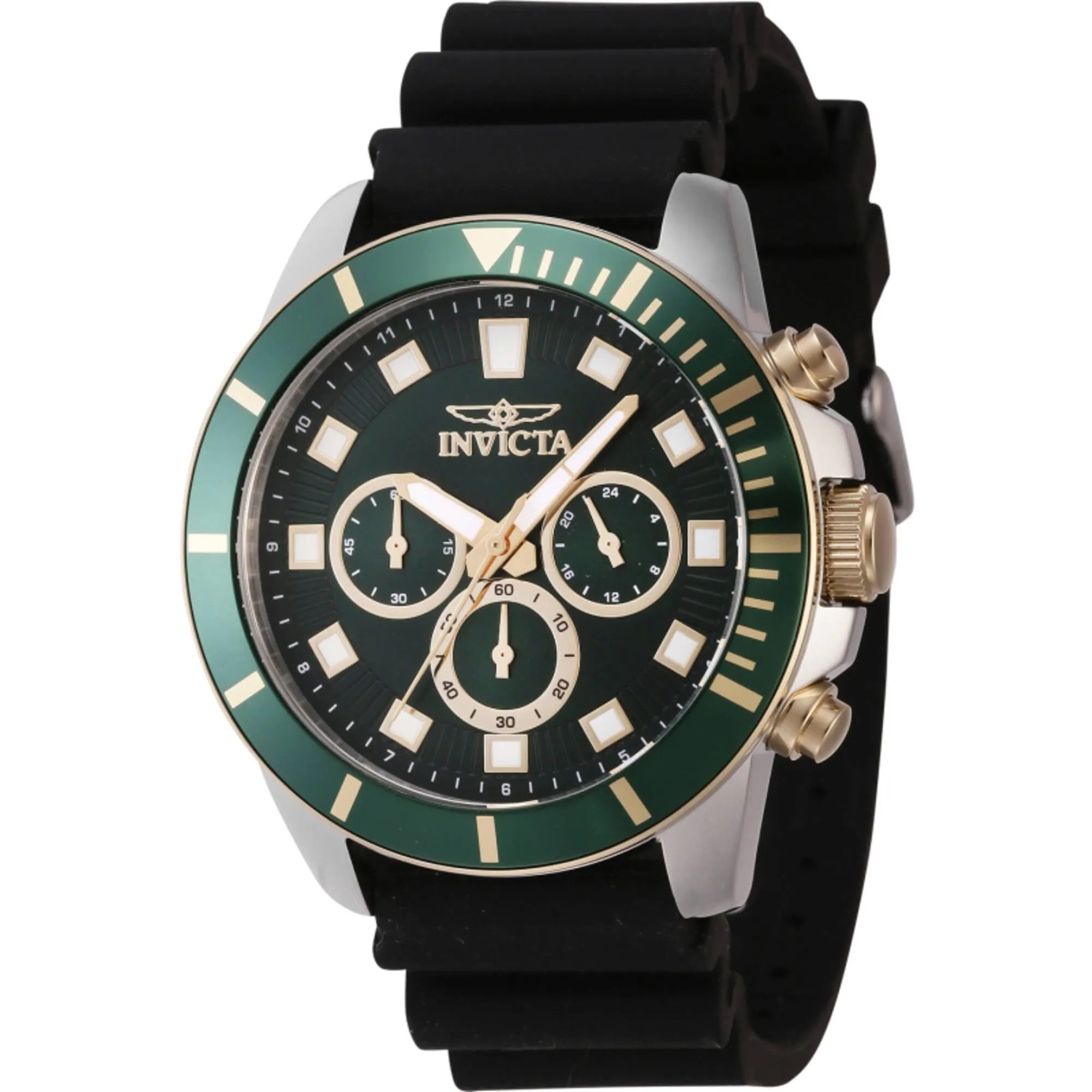 Invicta Men's Watch - Pro Diver Quartz Chronograph Green Dial Silicone Strap | 46083