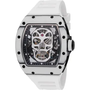 Invicta Men's Watch S1 Rally Black and Silver Skeleton Dial White Strap 49026