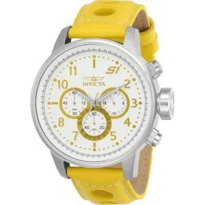Invicta Men's Watch - S1 Rally Quartz Chrono White Dial Yellow Leather Strap | 24081