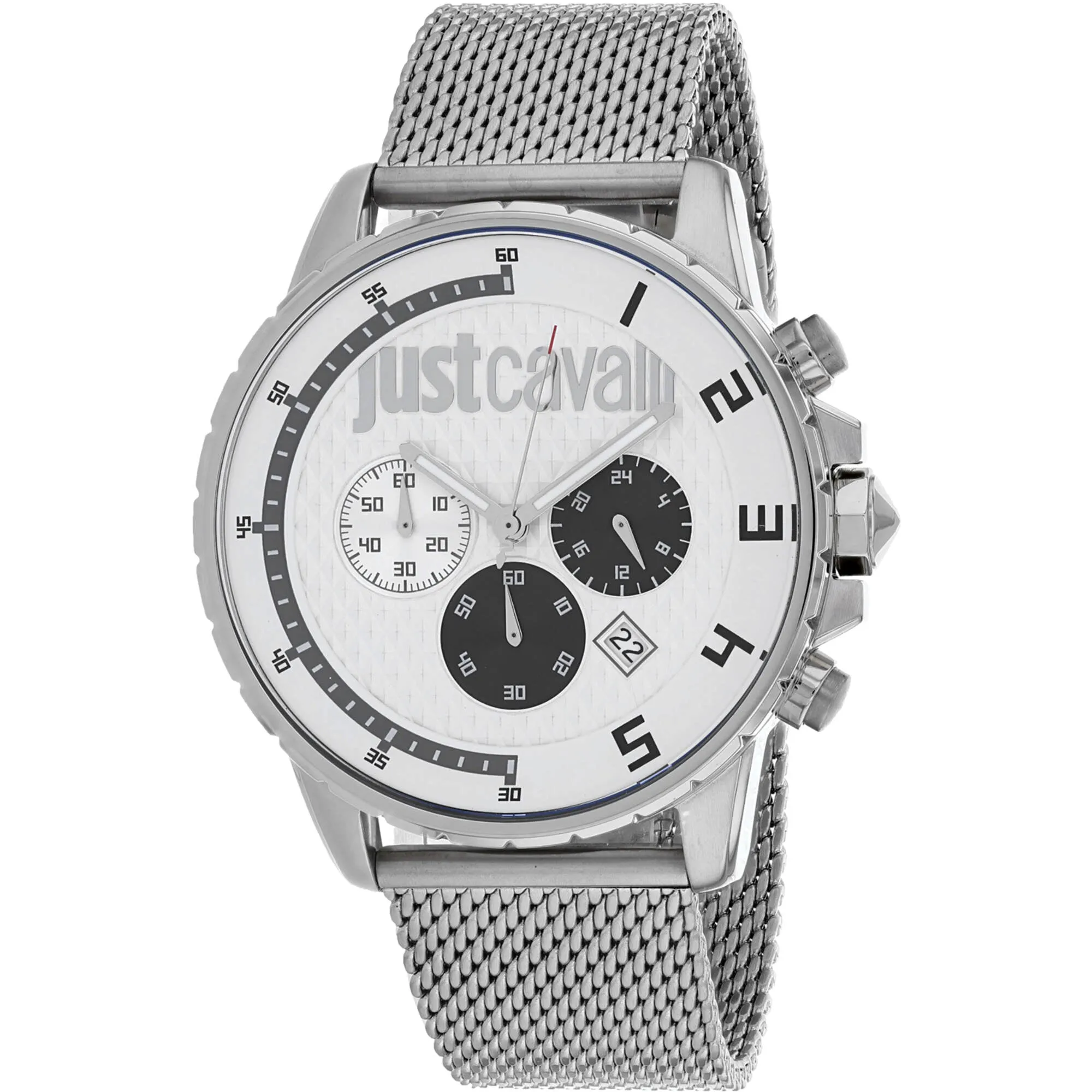 Just Cavalli Men's Watch - Sport Quartz White Dial Silver Bracelet | JC1G063M0255