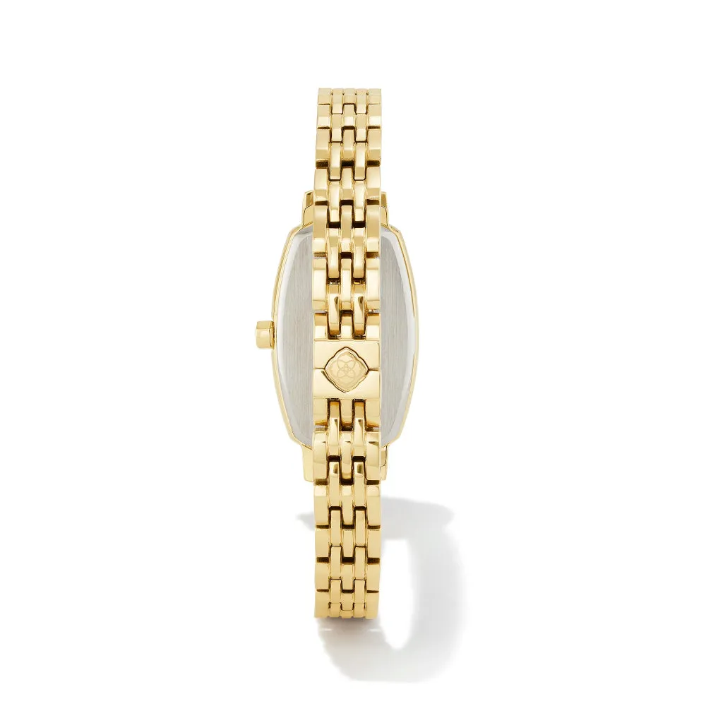 Kendra Scott Elle Watch Gold Tone- Black Mother Of Pearl