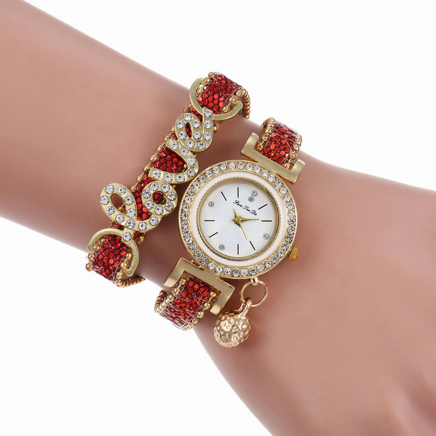 Korean Style LOVE Rhinestone Women's Watch