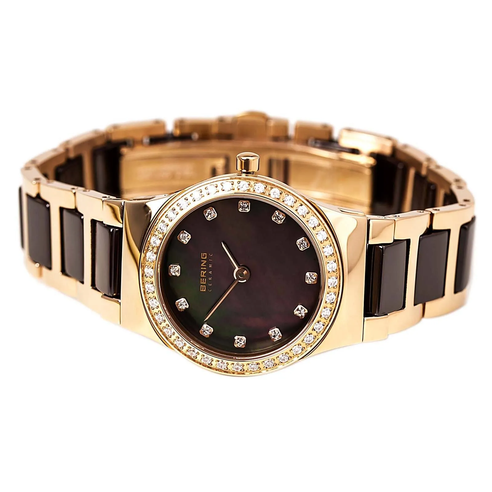 Ladies Bering 26mm 2 Tone Ceramic And Rose Pvd Stainless Steel Quartz Bracelet Watch, 32426-765