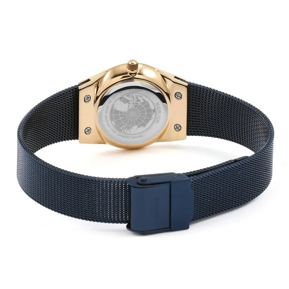 Ladies Bering 27mm 2 Tone PVD Stainless Steel Quartz Milanese Bracelet Watch, 11927-367