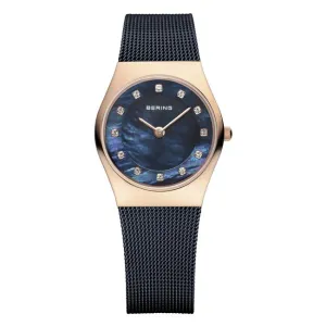 Ladies Bering 27mm 2 Tone PVD Stainless Steel Quartz Milanese Bracelet Watch, 11927-367