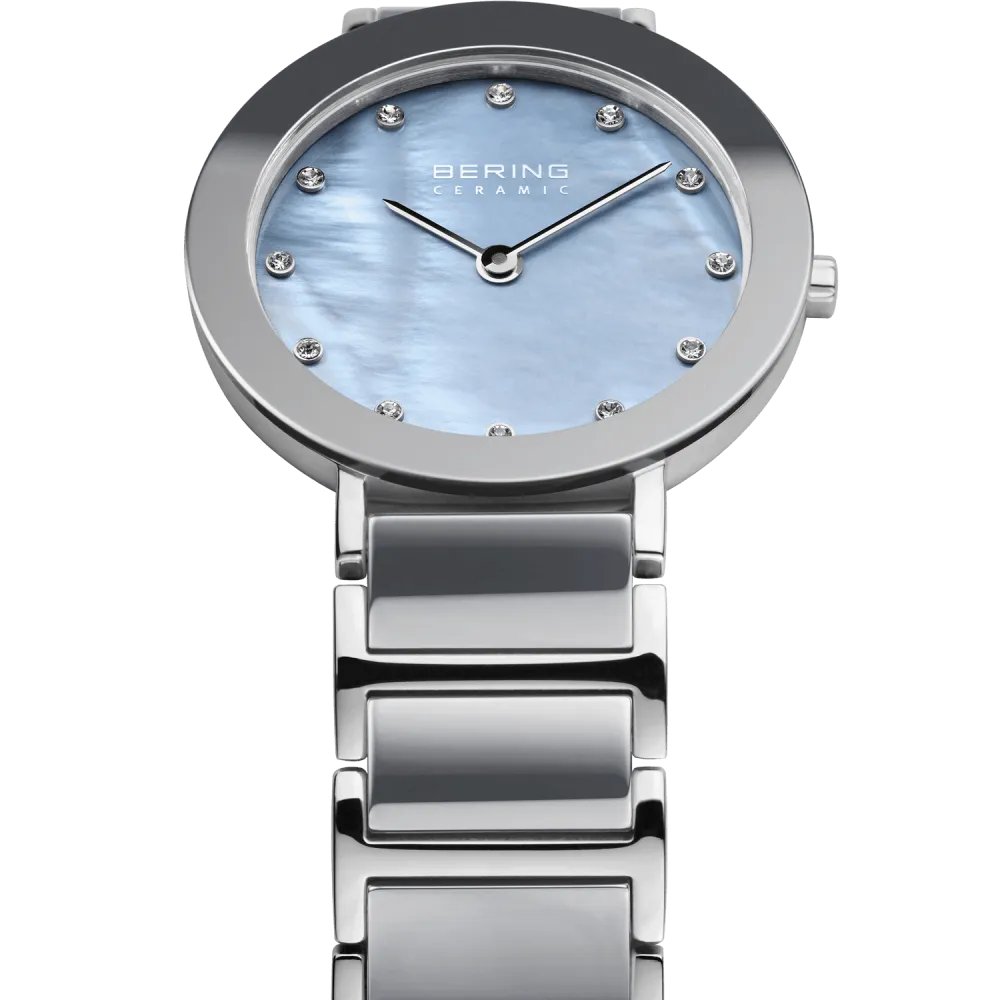 Ladies Bering 29mm 2 Tone Ceramic And Stainless Steel Quartz Bracelet Watch, 11429-789