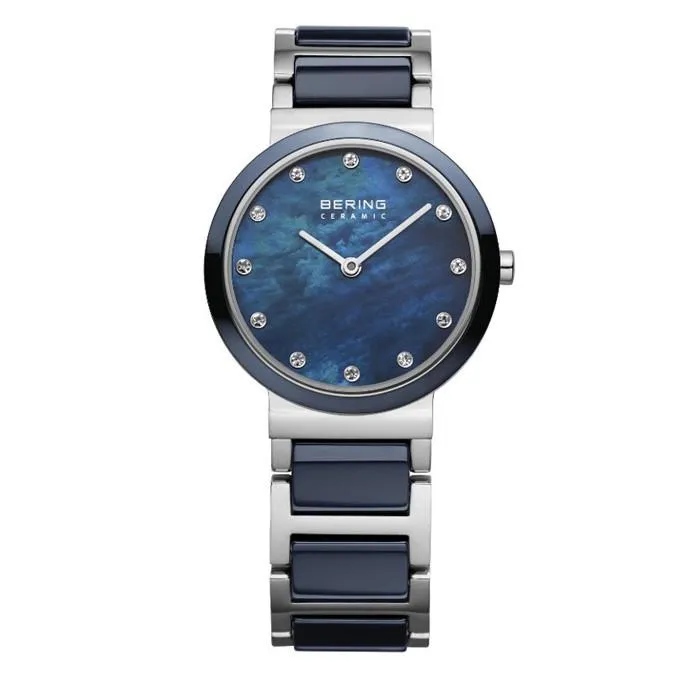 Ladies Bering 29mm 2 Tone Ceramic And Stainless Steel Quartz Bracelet Watch, 11729-787