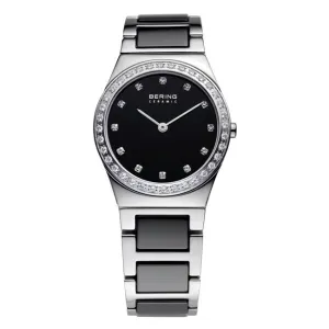 Ladies Bering 30mm 2 Tone Ceramic And Stainless Steel Quartz Bracelet Watch, 32430-742