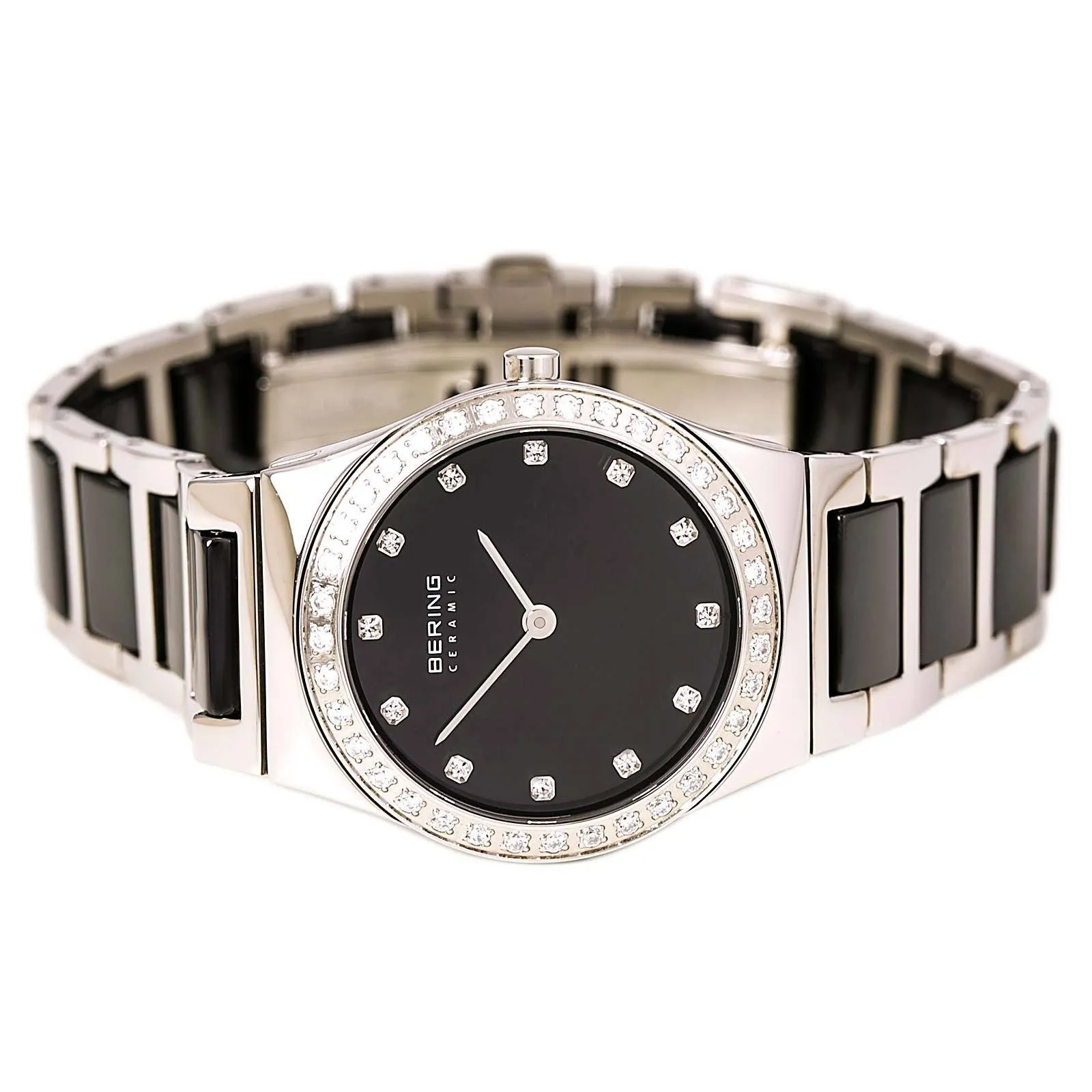 Ladies Bering 30mm 2 Tone Ceramic And Stainless Steel Quartz Bracelet Watch, 32430-742