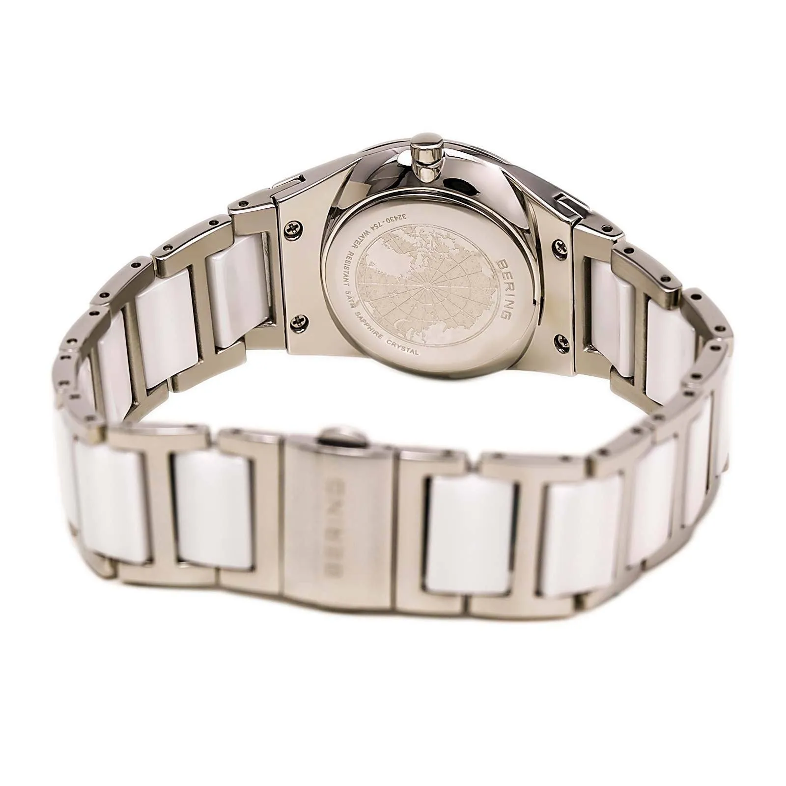 Ladies Bering 30mm 2 Tone Ceramic And Stainless Steel Quartz Bracelet Watch, 32430-754