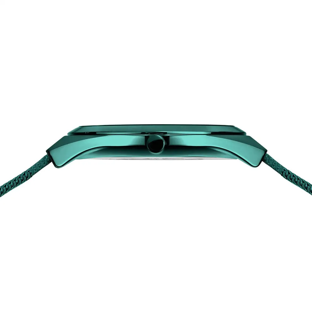 Ladies Bering Ultra Slim Green Sunray Dial Milanese Watch 18729-888