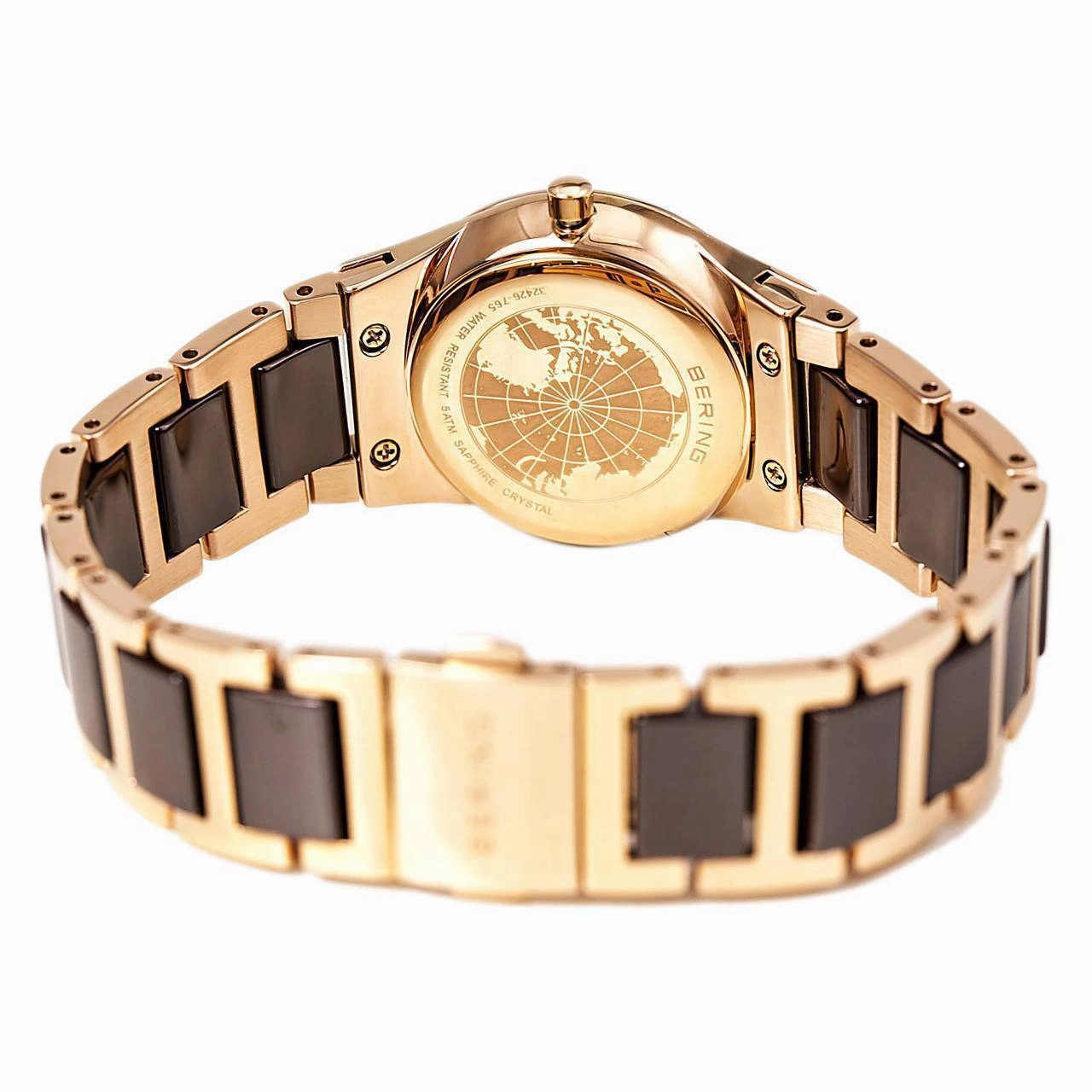 Ladies Bering 26mm 2 Tone Ceramic And Rose Pvd Stainless Steel Quartz Bracelet Watch, 32426-765