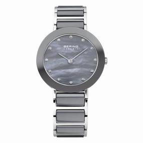 Ladies Bering 29mm 2 Tone Ceramic And Stainless Steel Quartz Bracelet Watch, 11429-789