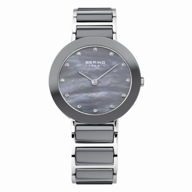 Ladies Bering 29mm 2 Tone Ceramic And Stainless Steel Quartz Bracelet Watch, 11429-789