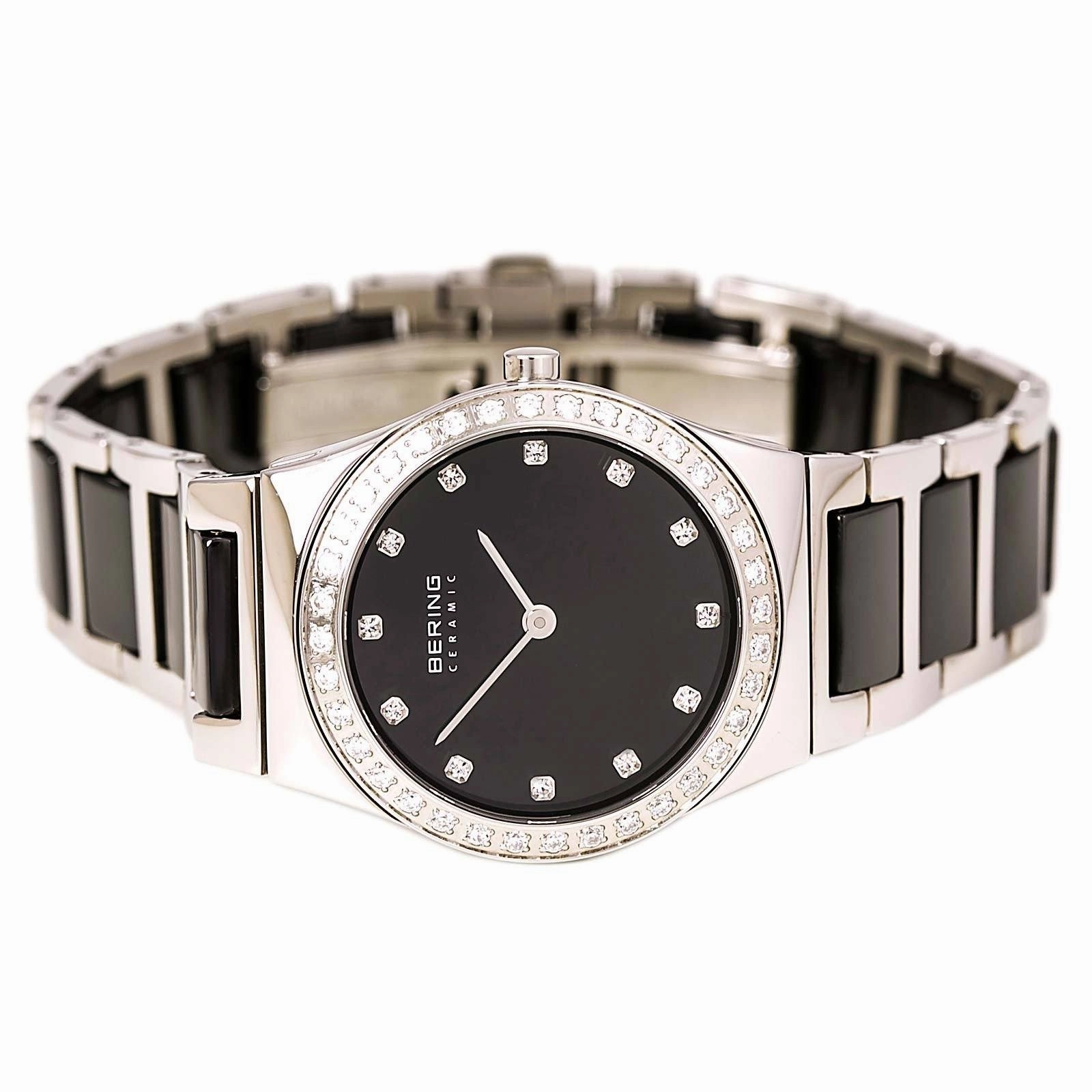 Ladies Bering 30mm 2 Tone Ceramic And Stainless Steel Quartz Bracelet Watch, 32430-742
