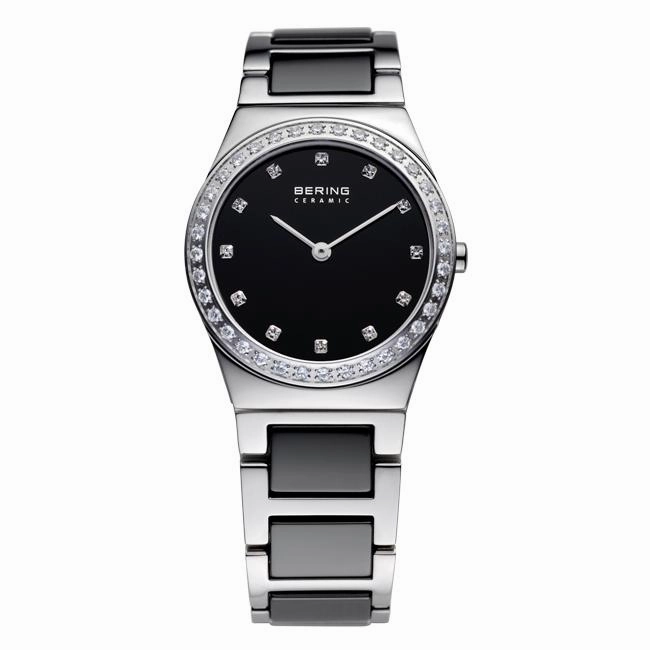 Ladies Bering 30mm 2 Tone Ceramic And Stainless Steel Quartz Bracelet Watch, 32430-742