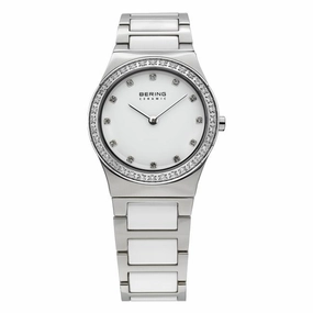 Ladies Bering 30mm 2 Tone Ceramic And Stainless Steel Quartz Bracelet Watch, 32430-754