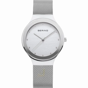 Ladies Bering 34mm Stainless Steel Quartz Milanese Bracelet Watch, 12934-000