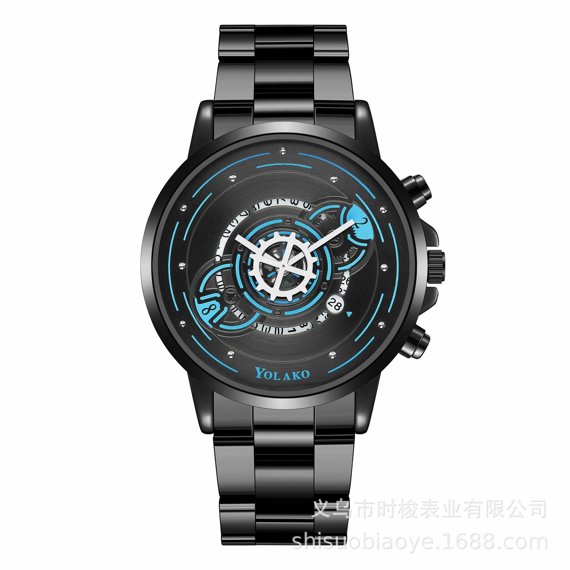 Large Dial Mens Watch Hollow Quartz