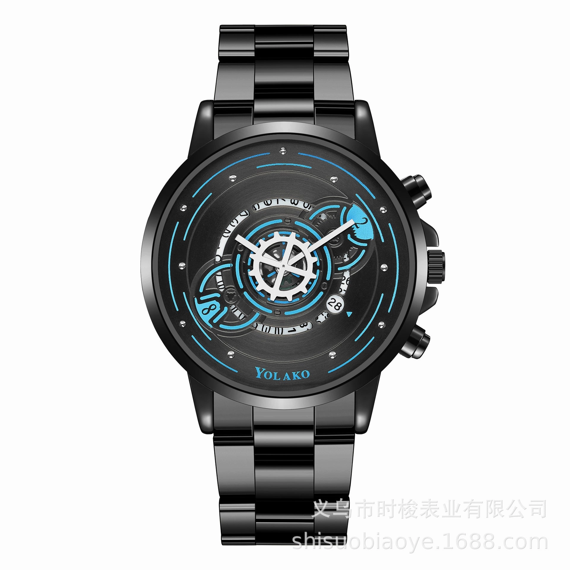 Large Dial Mens Watch Hollow Quartz