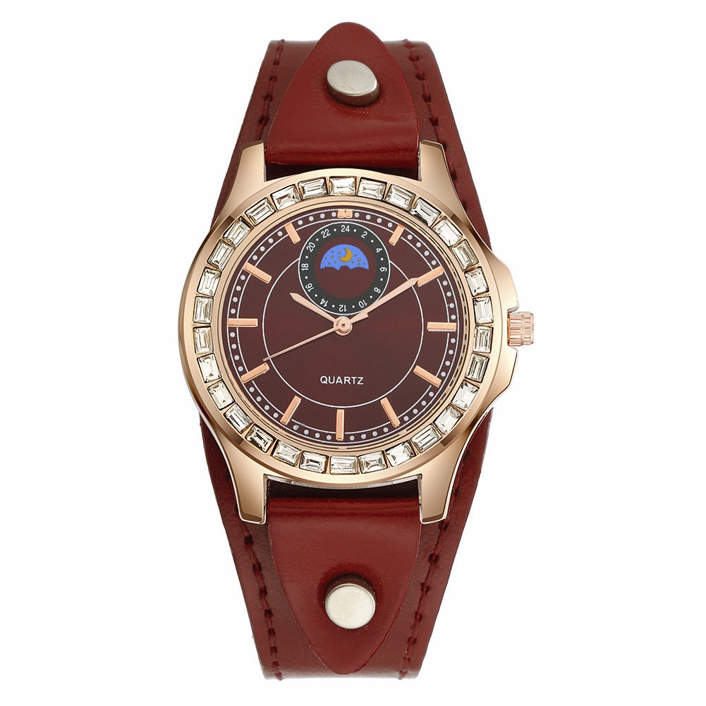 Leather belt student watch