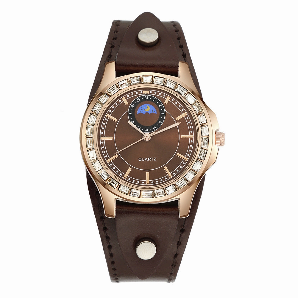 Leather belt student watch