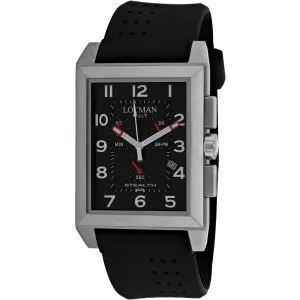 Locman Men's Watch - Stealth Quartz Steel Case Black Dial Rubber Strap | 242BK2BK