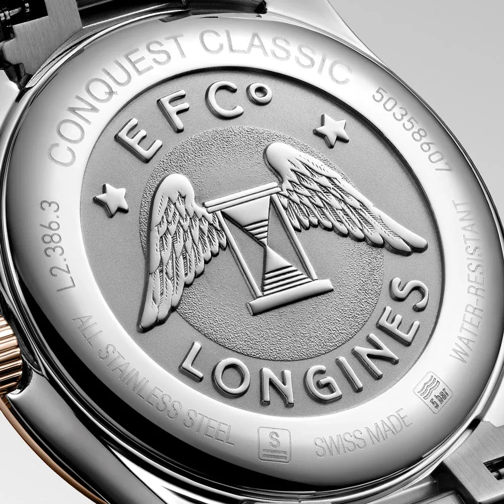 Longines Conquest Classic 34mm Silver Dial Red PVD Steel Ladies Quartz Watch L2.386.3.72.7