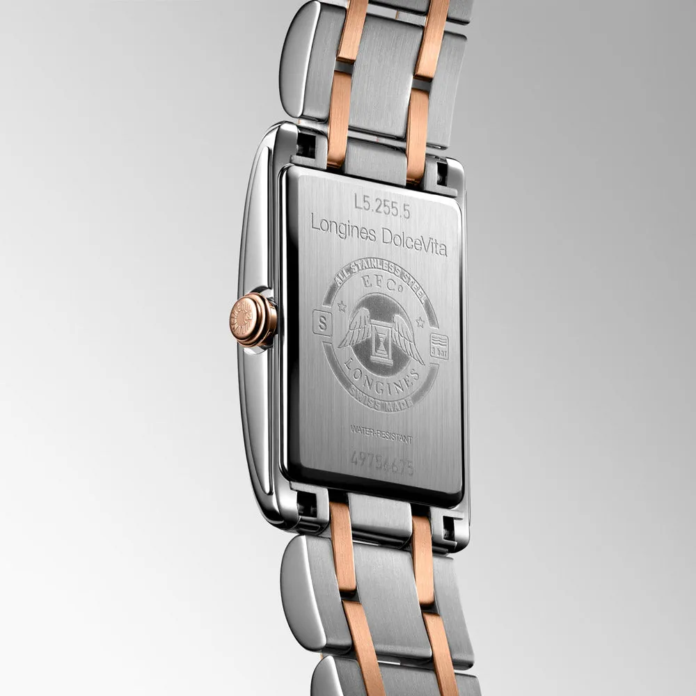 Longines DolceVita Silver Dial 18ct Rose Gold & Steel Ladies Quartz Watch L5.255.5.71.7