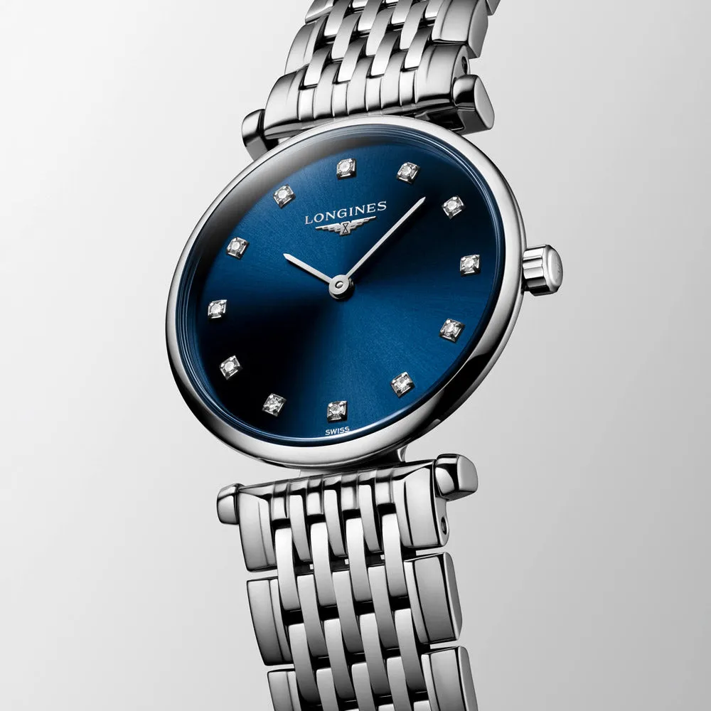 Longines La Grande Classique 24mm Blue Dial Diamond Ladies Quartz Watch L4.209.4.97.6