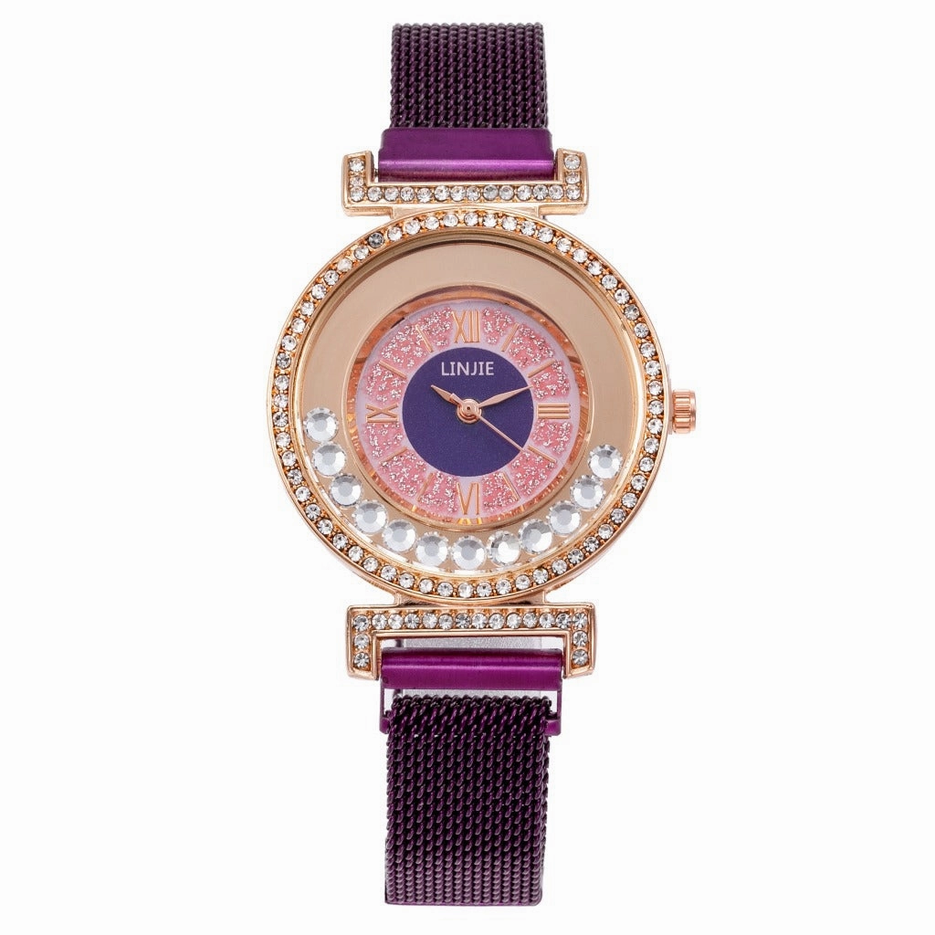 Luxury Diamond-Embedded Womens Watch Minimalist Elegant