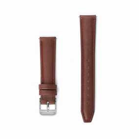 Maroon Stitched Leather Watch Strap - 16mm Width