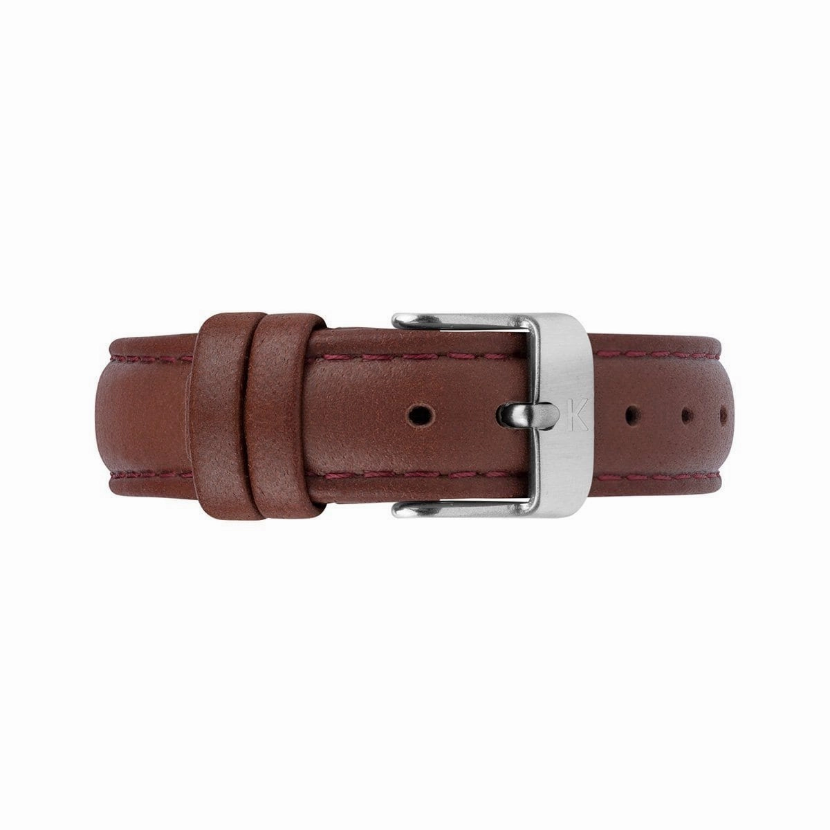 Maroon Stitched Leather Watch Strap - 16mm Width