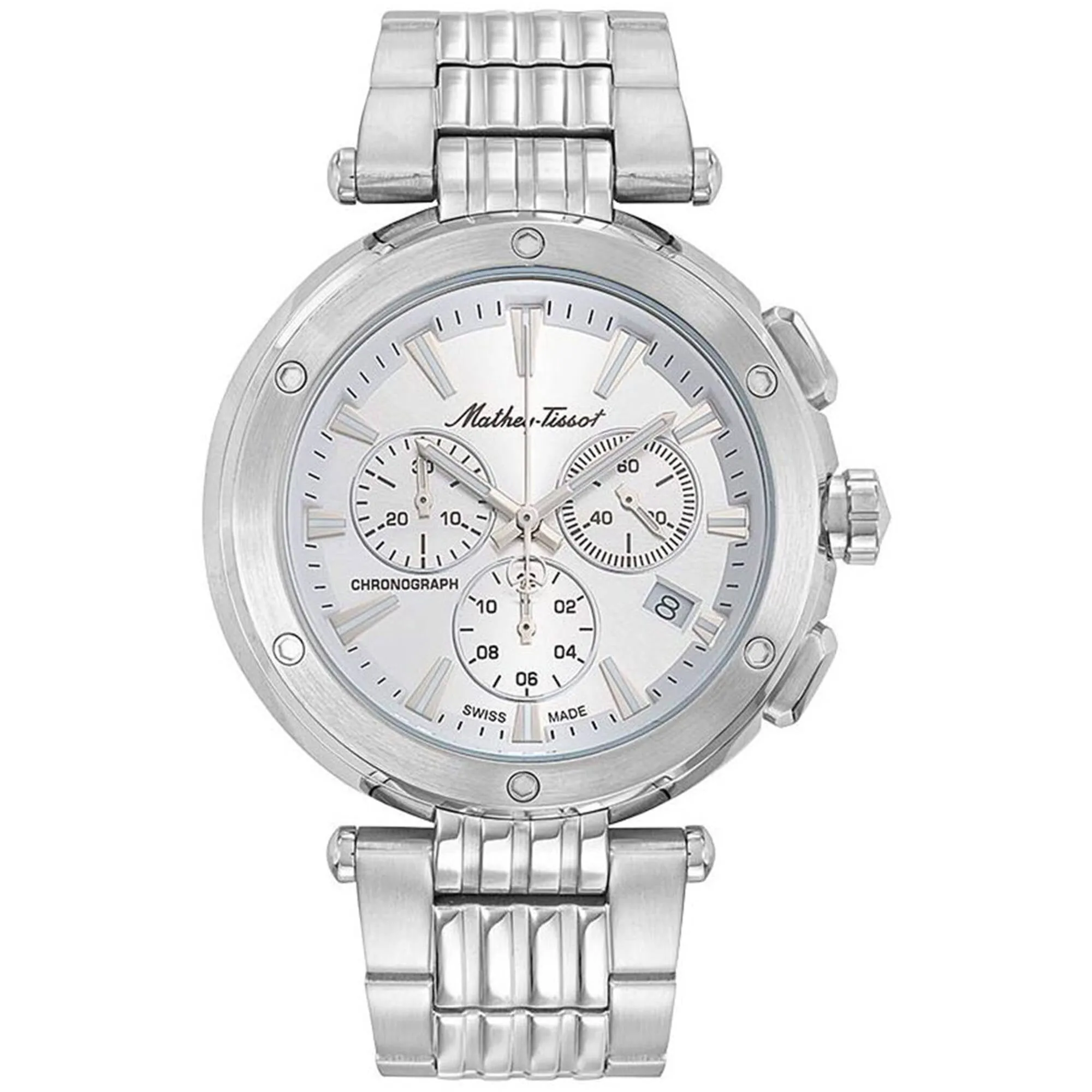Mathey Tissot Men's Watch - Neptune Chrono Silver Tone Dial Steel Bracelet | H912CHAI