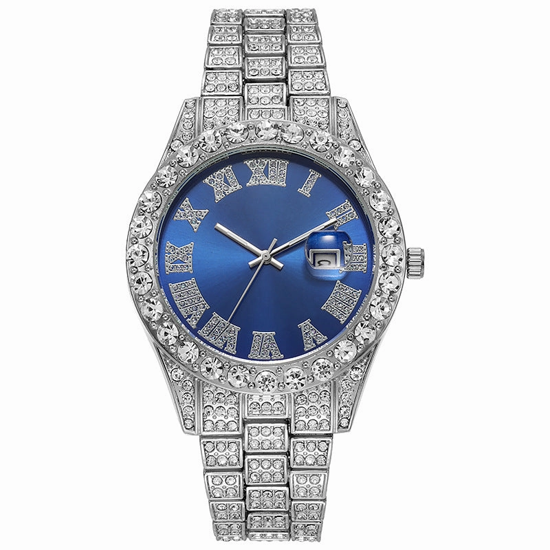 Men's Steel Strap Hip Hop Roman Scale Quartz Watch