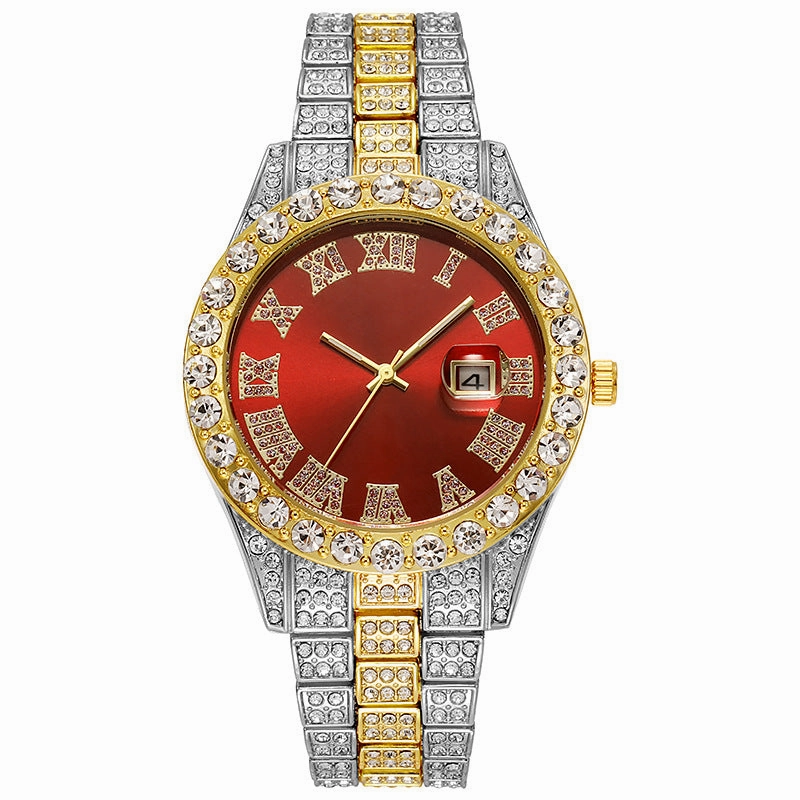 Men's Steel Strap Hip Hop Roman Scale Quartz Watch