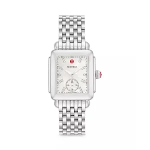 Michele Deco Mid Stainless Diamond Dial Watch