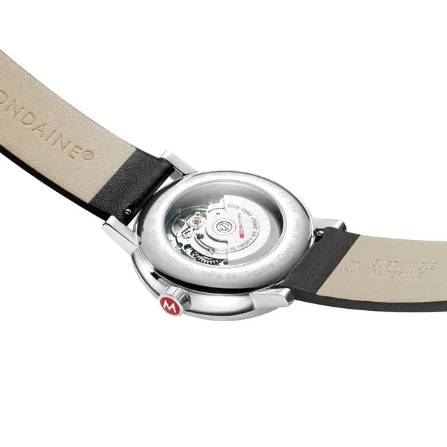 Mondaine Evo2 Stainless Steel White Dial Automatic Black Vegan Strap Watch