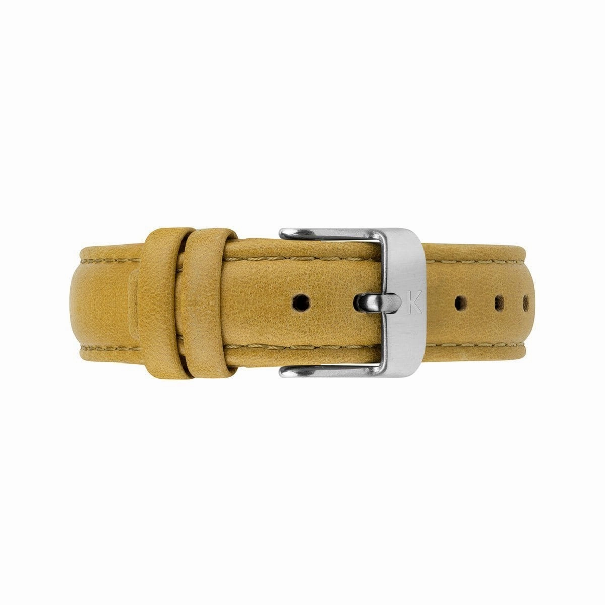 Mustard Stitched Leather Watch Strap - 16mm Width