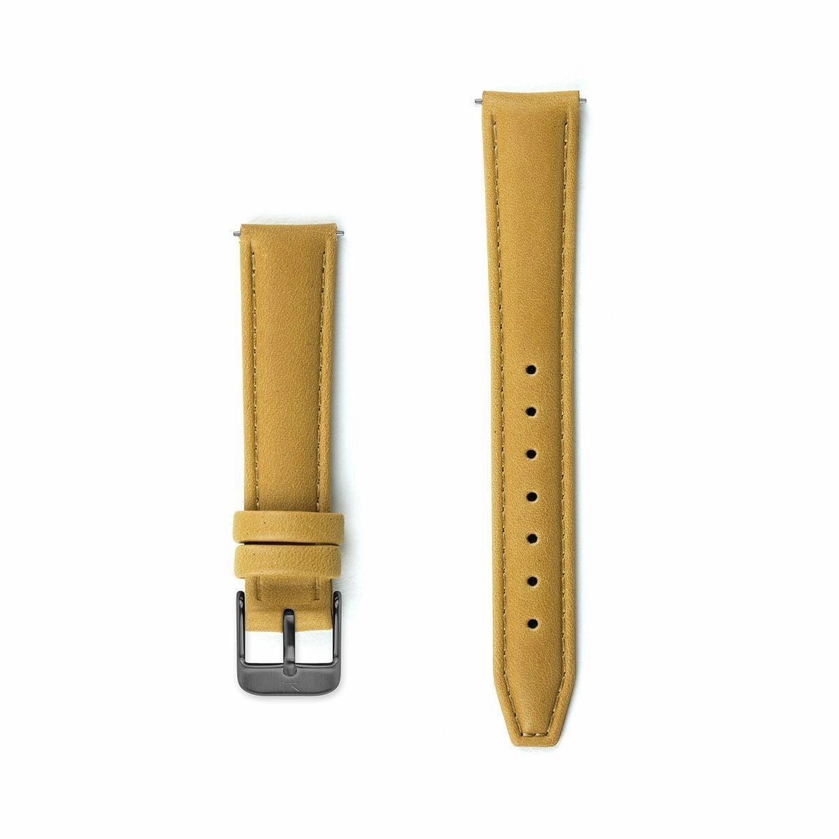 Mustard Stitched Leather Watch Strap - 16mm Width