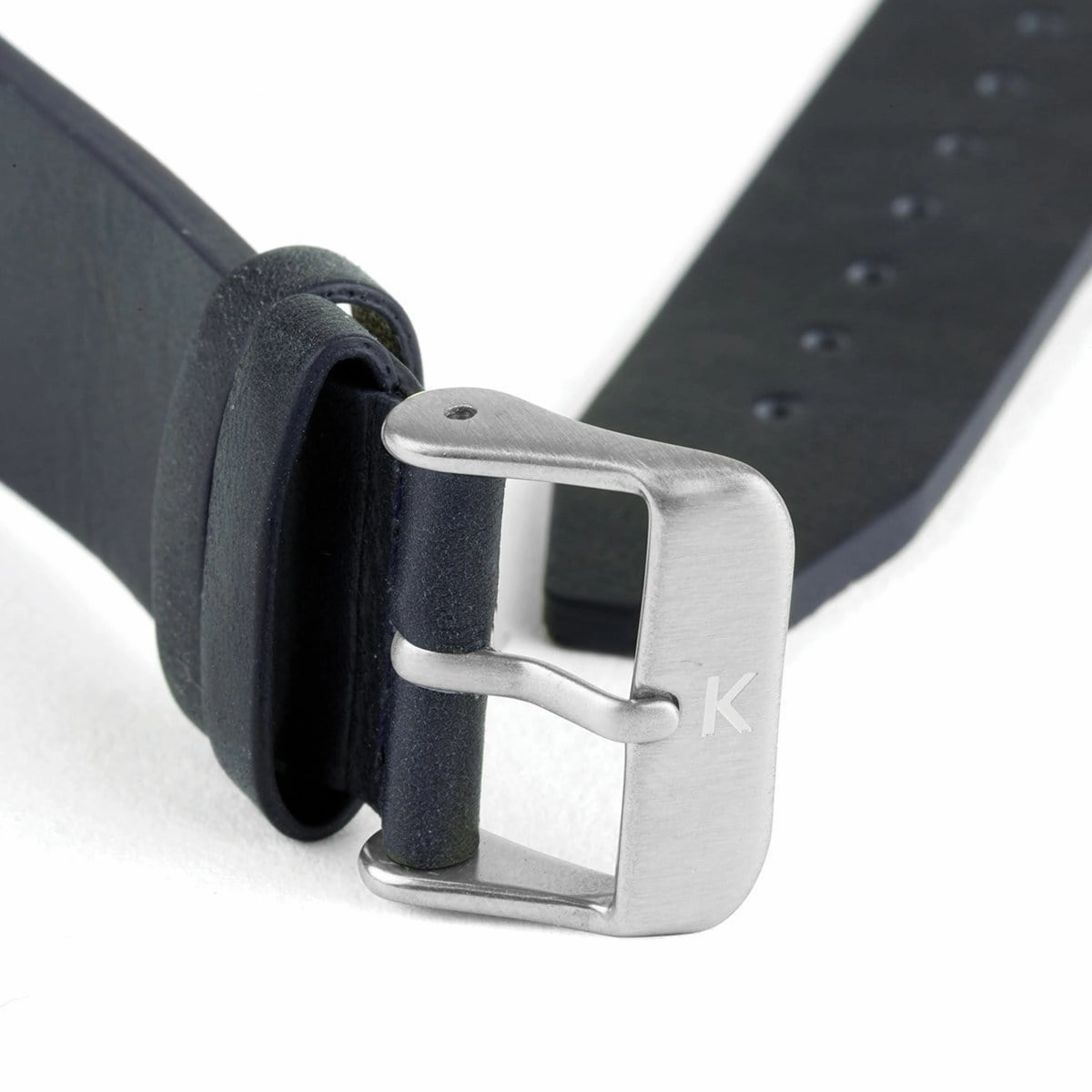 Navy Blue Flat Leather Watch Strap - 20mm Width