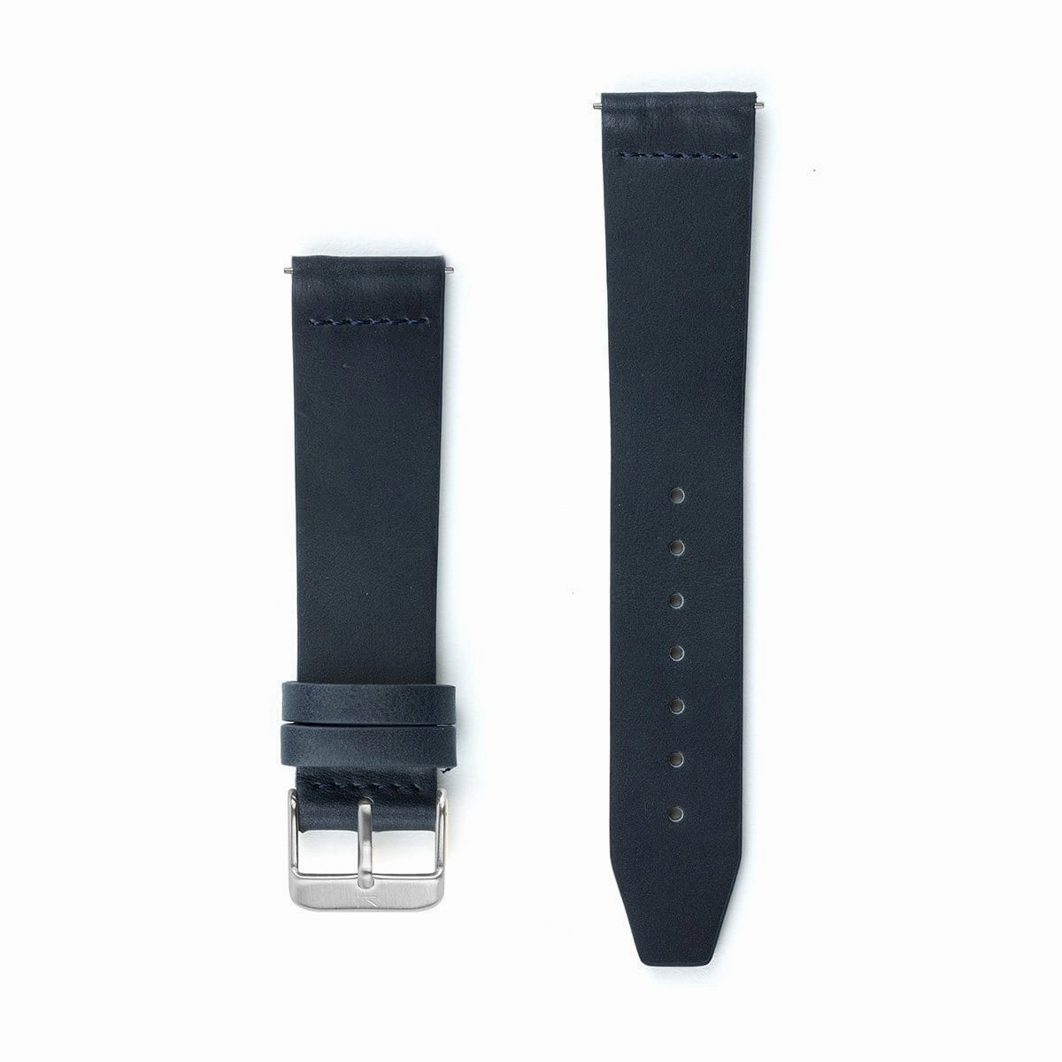 Navy Blue Flat Leather Watch Strap - 20mm Width