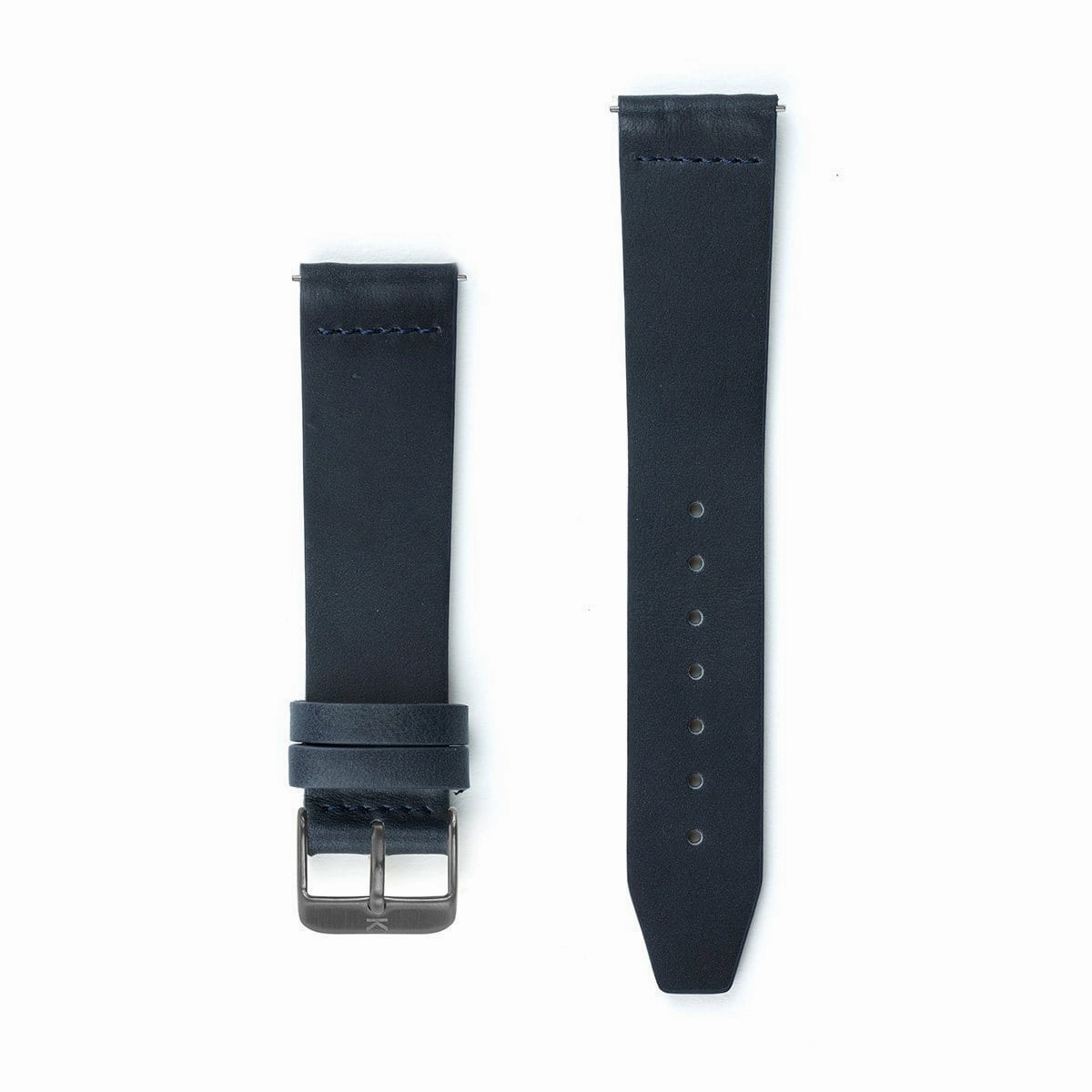 Navy Blue Flat Leather Watch Strap - 20mm Width