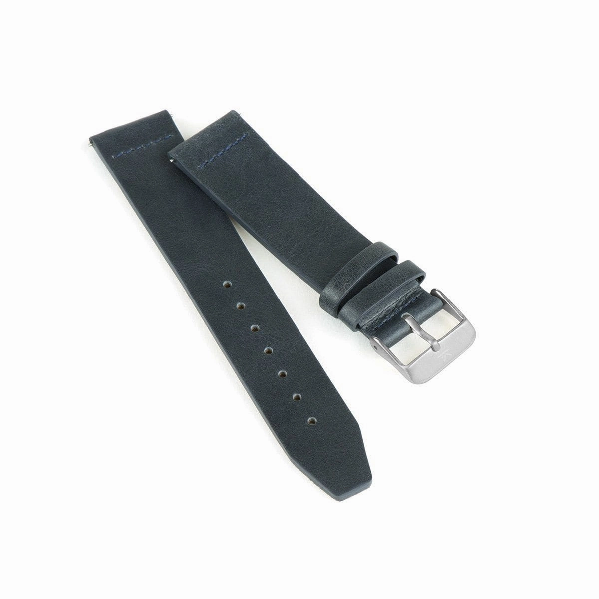 Navy Blue Flat Leather Watch Strap - 20mm Width