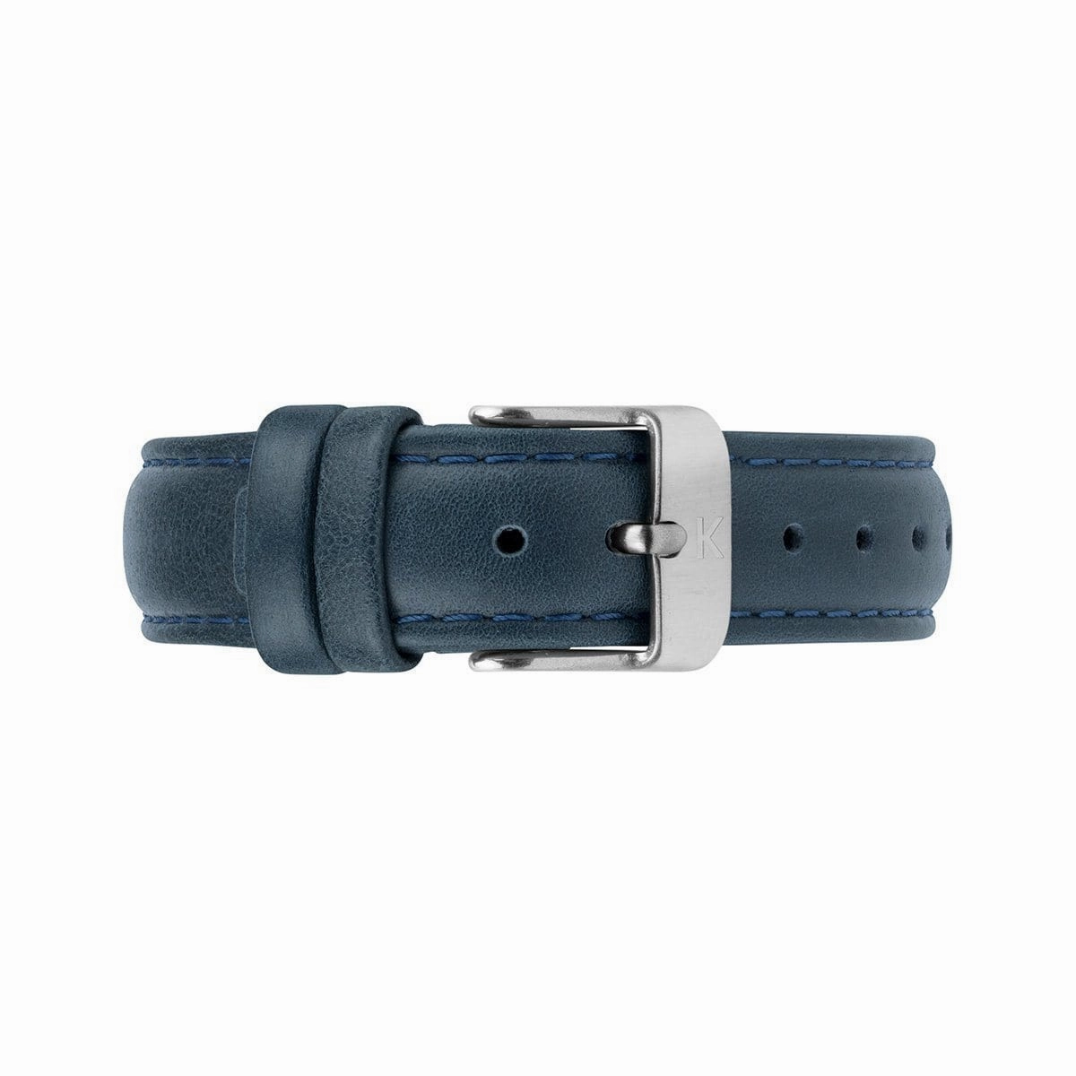 Navy Blue Stitched Leather Watch Strap - 16mm Width