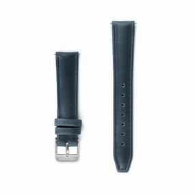 Navy Blue Stitched Leather Watch Strap - 16mm Width
