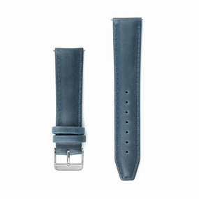 Navy Blue Stitched Leather Watch Strap - 20mm Width
