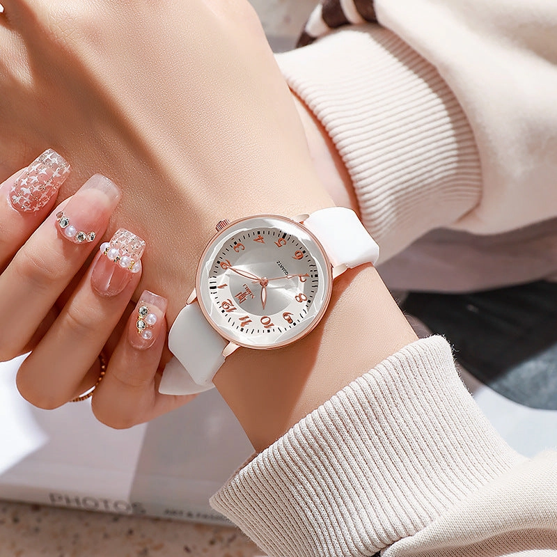 New Quartz Womens Watch Two-Tone Jelly Silicone Strap